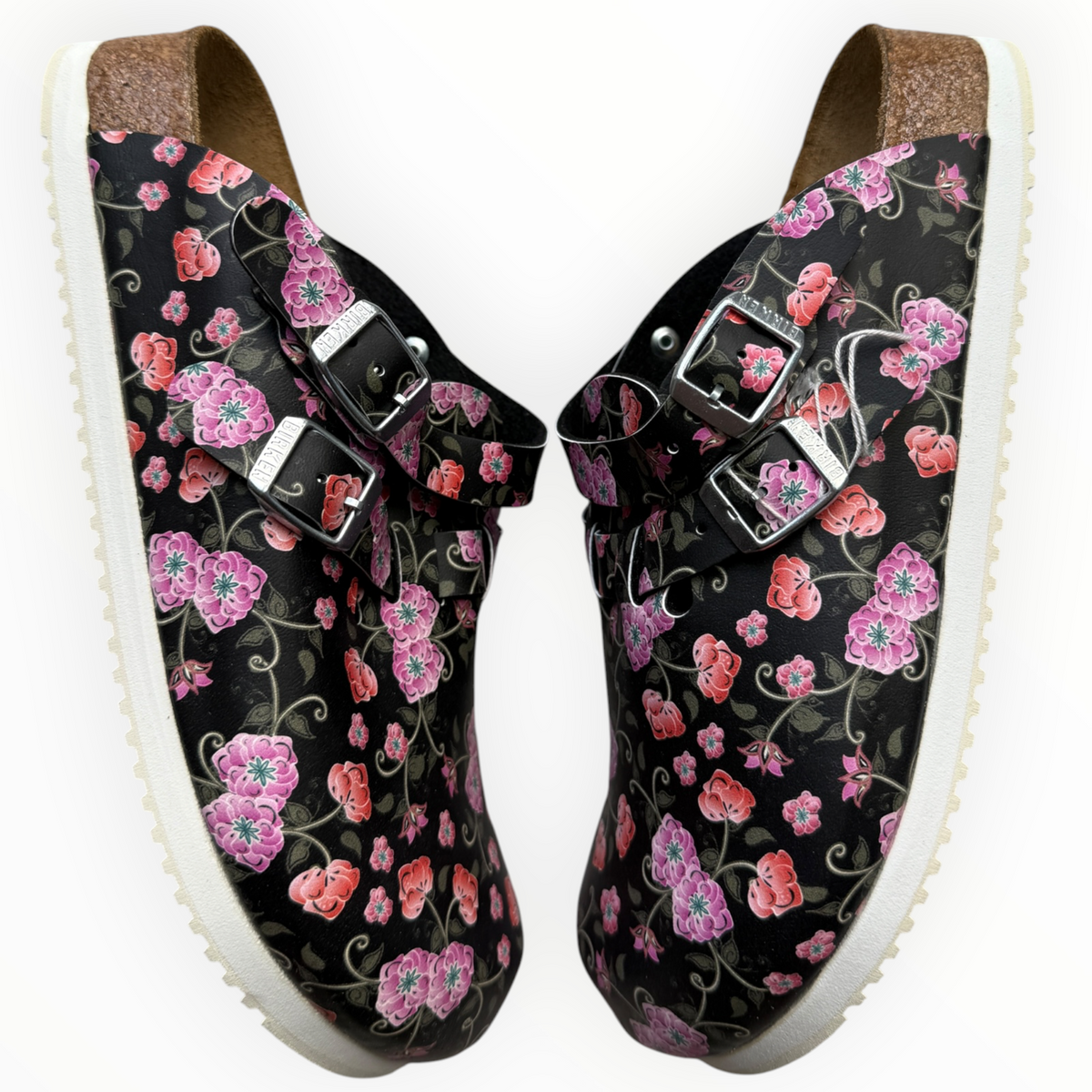 Birkenstock Boston Kay “Blooming Roses Black”