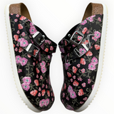 Birkenstock Boston Kay “Blooming Roses Black” - front